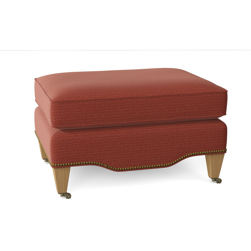 Gideon Ottoman, Venice Linen, Amber, Antique Brass Small