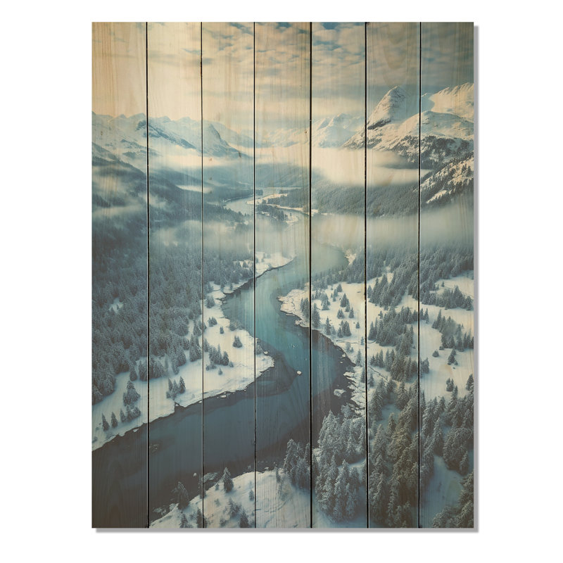 Pine Valley Winter Mountain Landscape IV - Paysage d'hiver sur bois, H 40 po x l 30 po