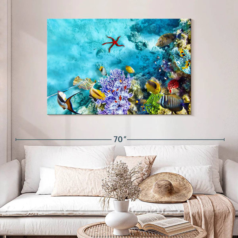 Scène de vie sous l'eau, H 32 po x l 48 po