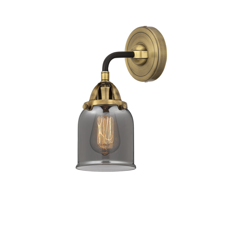 Shauna Armed Sconce, LED, Plated Smoke, Black/Antique Brass