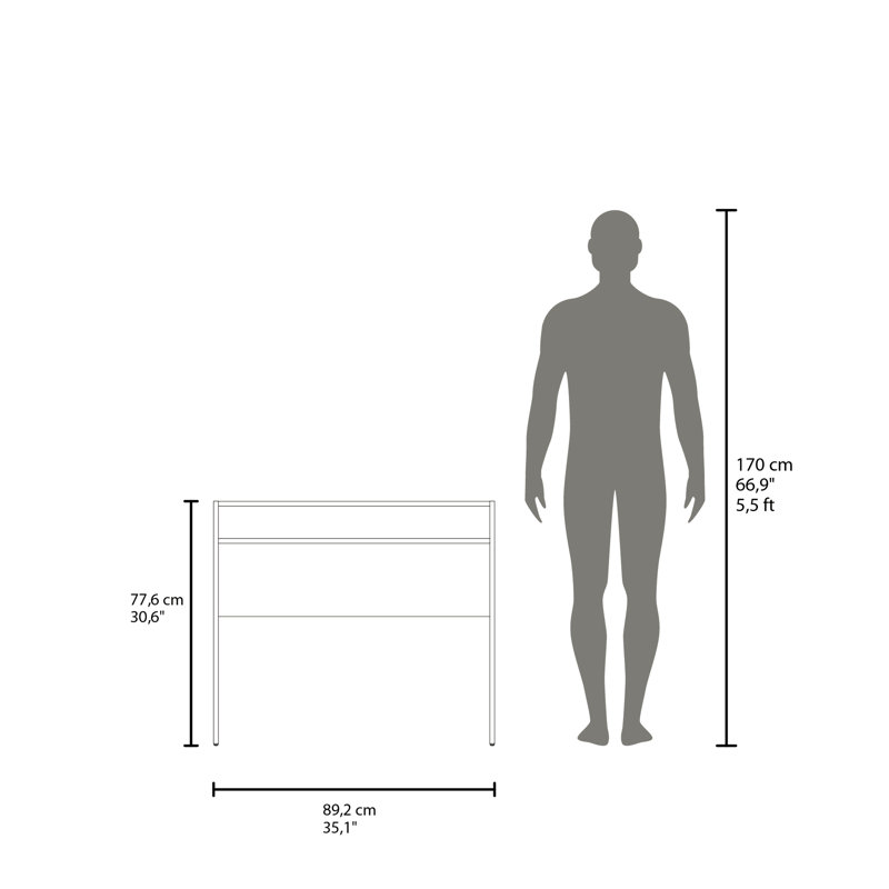 Computer Desk 30.6" H, With 1 Shelf, Black