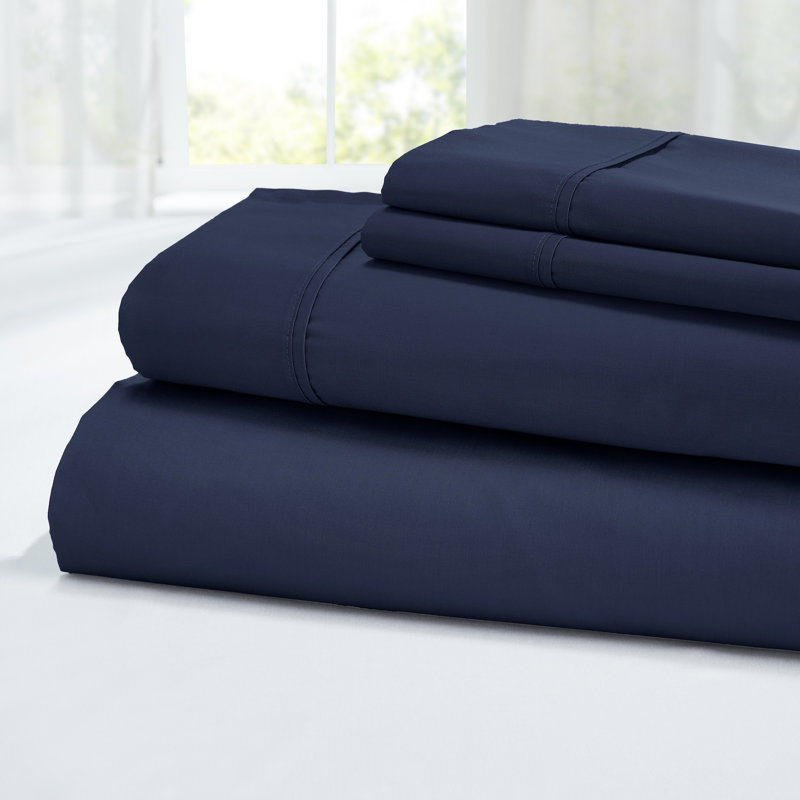 Modern Threads 400 Thread Count 100% Egyptian-Quality Cotton Sheet Set, Ultra Soft, Breathable, Durable, Navy