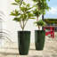 23.5"H Set Of 2 Oversized Gradient Green Faux Ceramic  Tall Plastic Planter-1795209427