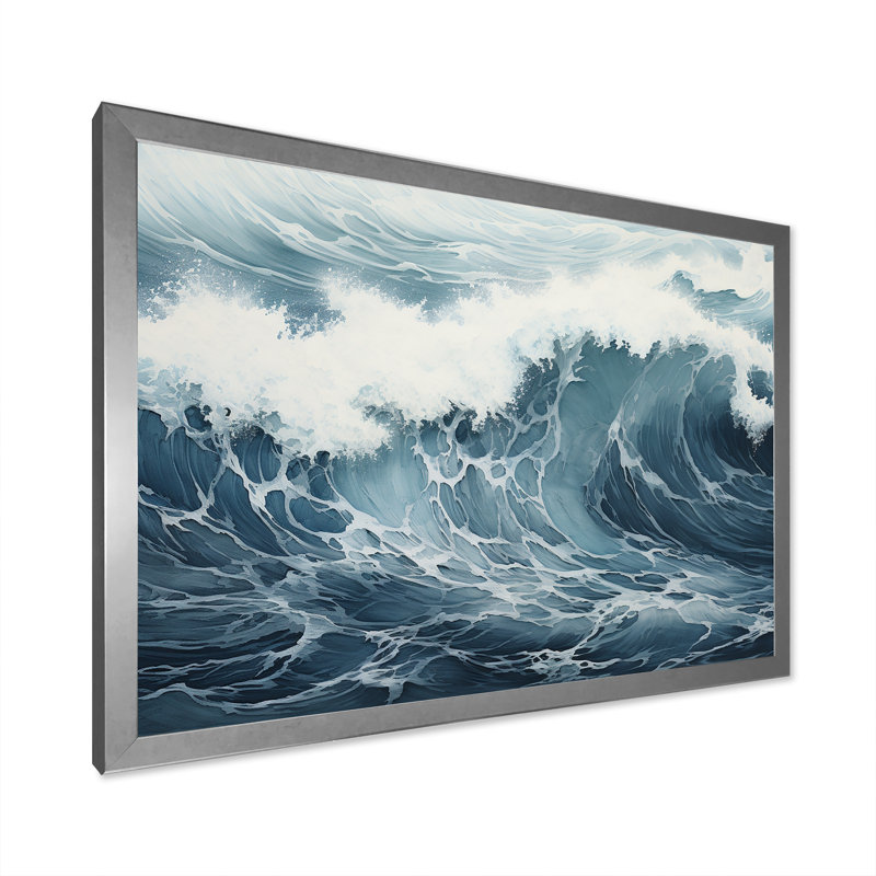 Minimalisme océan tempête I sur toile, Cadre simple argenté, H 12 po x l 20 po x P 1 po