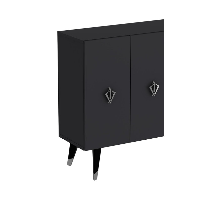 Console moderne avec capacité de fixation murale, anthracite et argent, 47,2 po x 31,5 po x 11,6 po | 100% panneau de particules enduit de mélamine, épaisseur: 0,7 pouce | Plusieurs tablettes pour le rangement et la présentation, design élégant