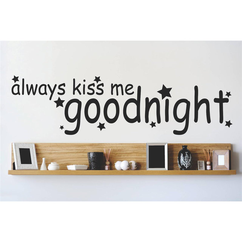 Décalcomanie murale toujours baisers me goodnight, Noir, H 10 po x l 40 po x P 0,16 po