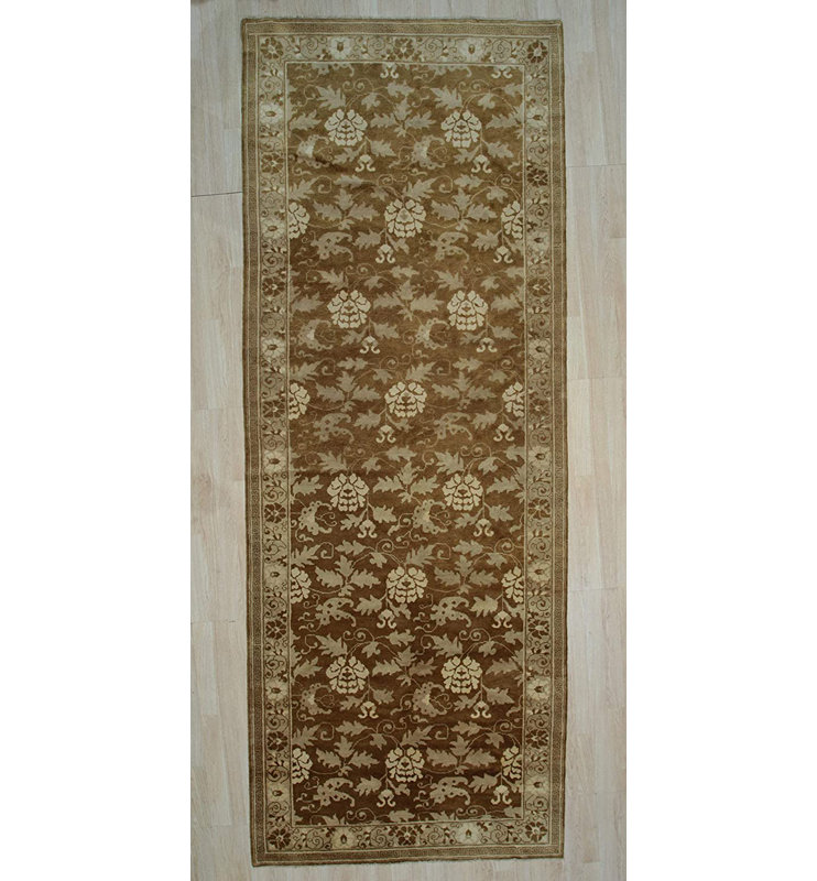 Tapis transitionnel charmant en laine noué à la main beige