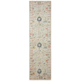 Galena Hand Knotted Wool Oriental Area Rug in Cream; Blue; Vintage Linen; Rose