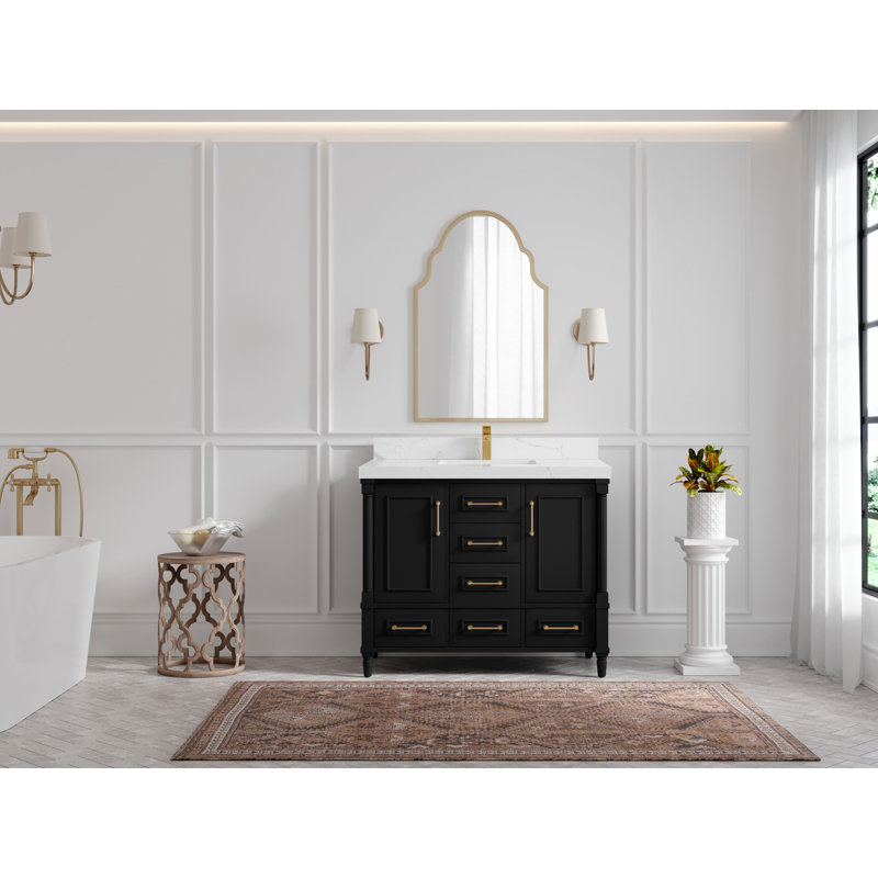 Aberdeen 42'' Single Bathroom Vanity with Top, Calacatta Laza