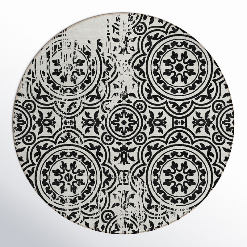Lamanna Washable Oriental Indoor / Outdoor Rug, Round 8'