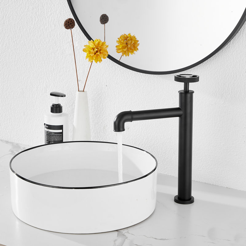 Vessel Sink Faucet Single-handle Bathroom Faucet with Drain Assembly, Matte Black