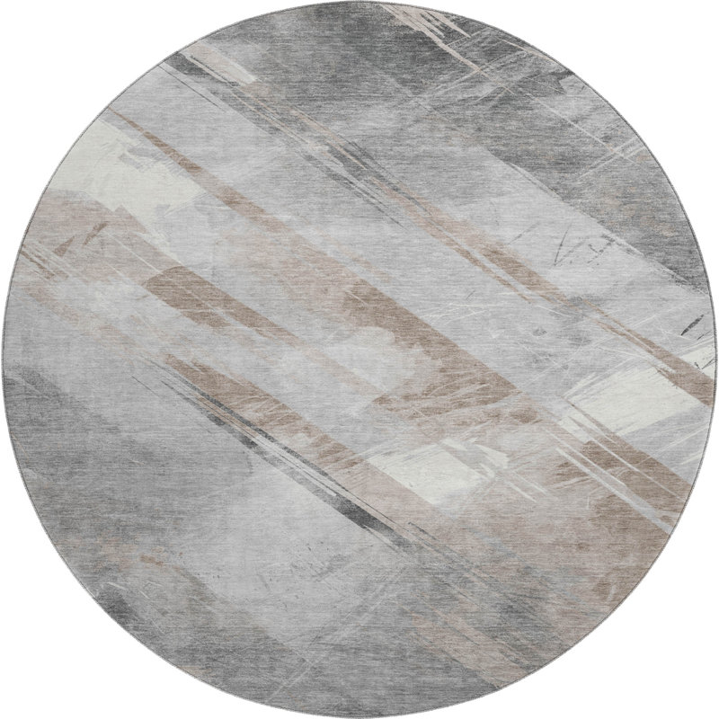 Premium Machine Washable Harjo AMF1535 Stripes Rug, Round 8'