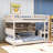 Full Over Full Wooden Bunk Bed with Integrated Storage and Lighting-85757318