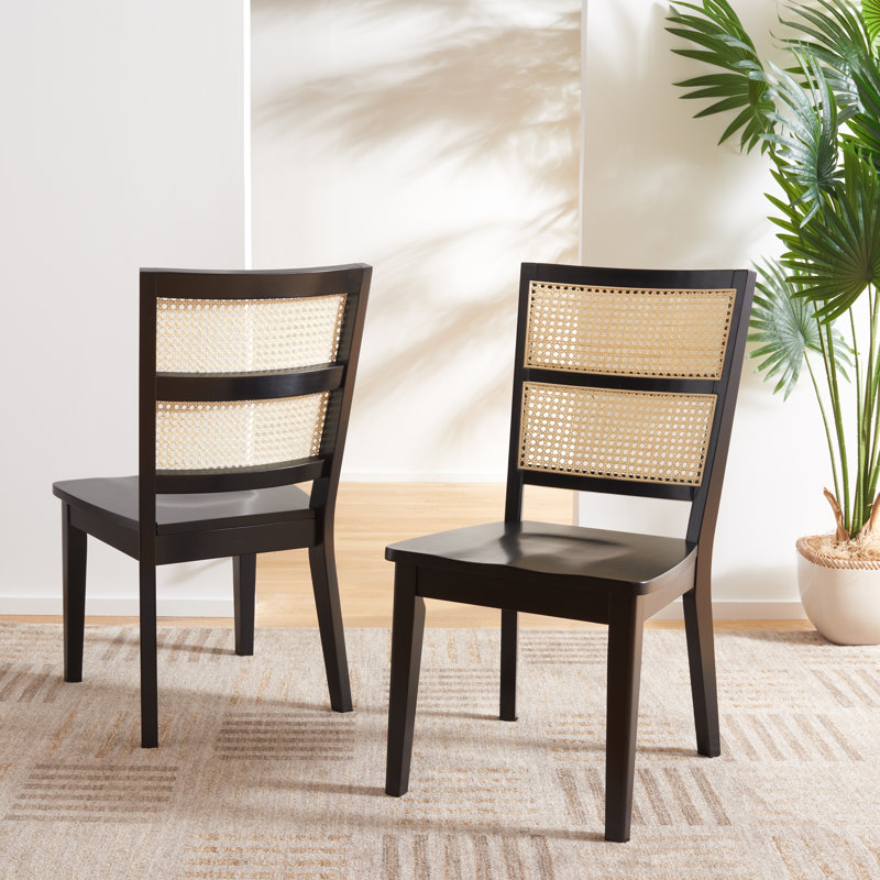 Gordes 17.5'' H Upholstered Side Chair, Black/Natural