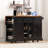 53'' Farmhouse Kitchen Island With Two Tempered Glass Cabinet Doors-201971573