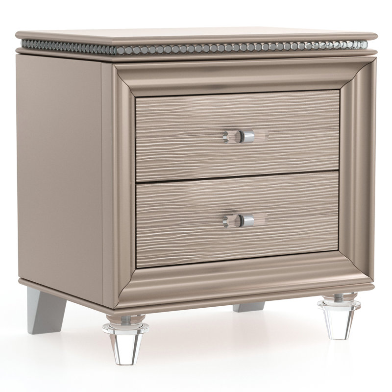 Sienna 2 Drawer Nightstand, Rose Gold