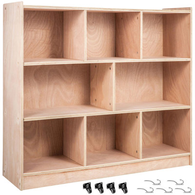 Armoire de rangement préscolaire à 8 sections avec roulettes pour salles de classe organisées