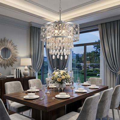 Jolie 5-Light Dimmable Metal Drum Chandelier with Crystal Accents