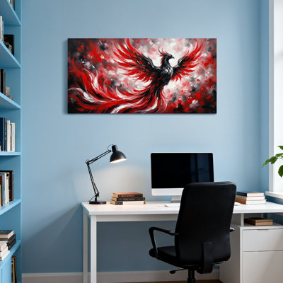 Animals Phoenix Rising In Fiery Red And Black