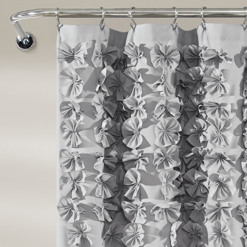 Rideau de douche simple à motif floral Lucia, Gris clair