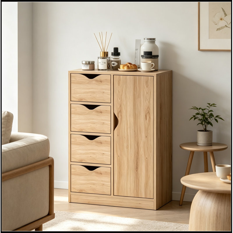 Dunigan avec 1 porte en bois et 4 tiroirs