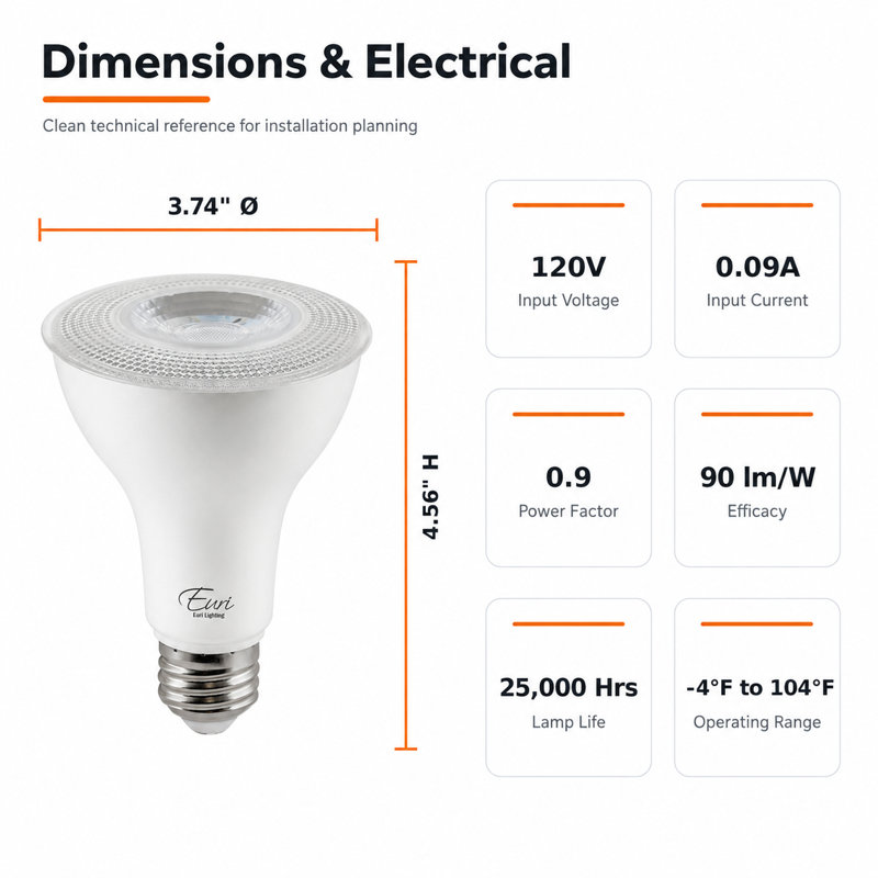 Ampoules DEL PAR30 Euri Lighting, 10 W, 900 lm, équivalent 75 W, 3000 K, culot E26, dimmables, homologuées CEC/JA8/UL, ensemble de 2