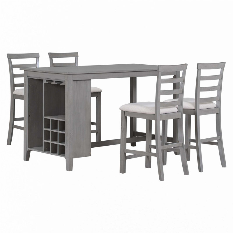 Ensemble de salle à manger 5 pièces à hauteur de comptoir 5 pièces, Gris