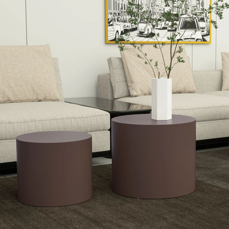 Amadus Nesting Tables, Dark Brown Wood, 15.75" x 15.75" x 17.72"