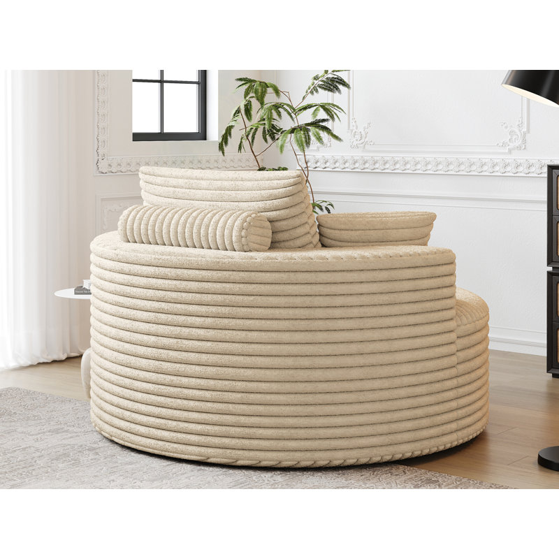 Fauteuil demi-tonneau Corduroy, Beige