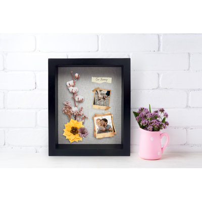 Siniah Black Solid Wood Storage Shadow Box Picture Frame