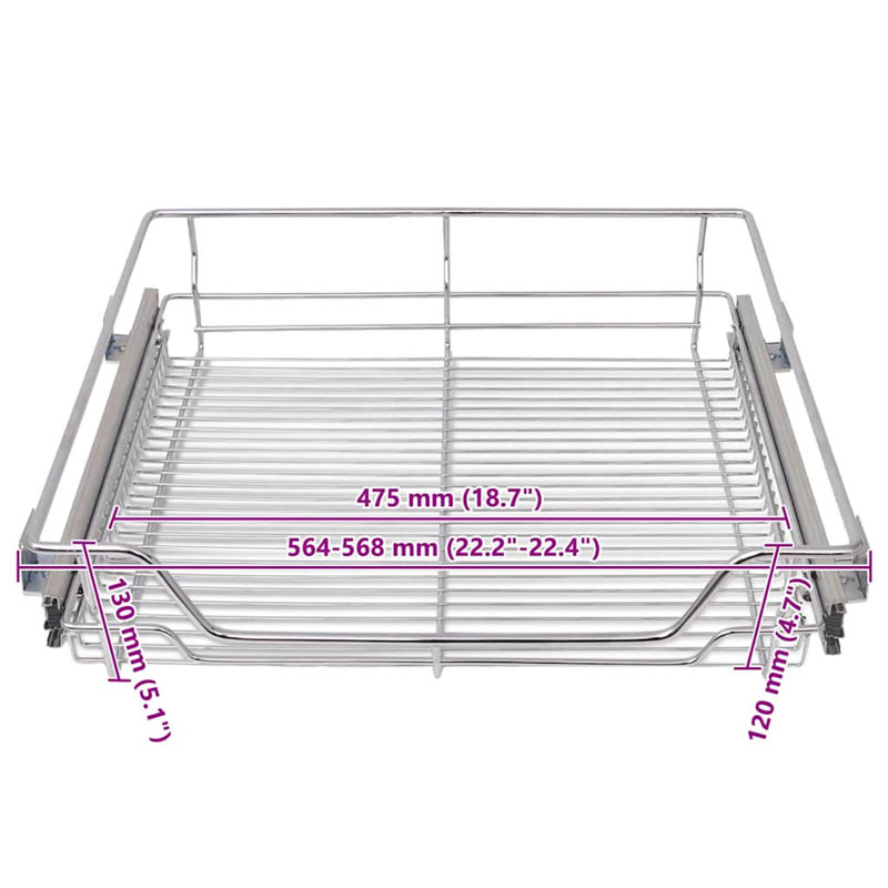 Rangement coulissant pour armoire vidaXL, H 5,1 po x l 23,6 po x P 18,1 po