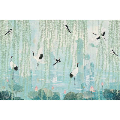 Murale papier peint vert pastel