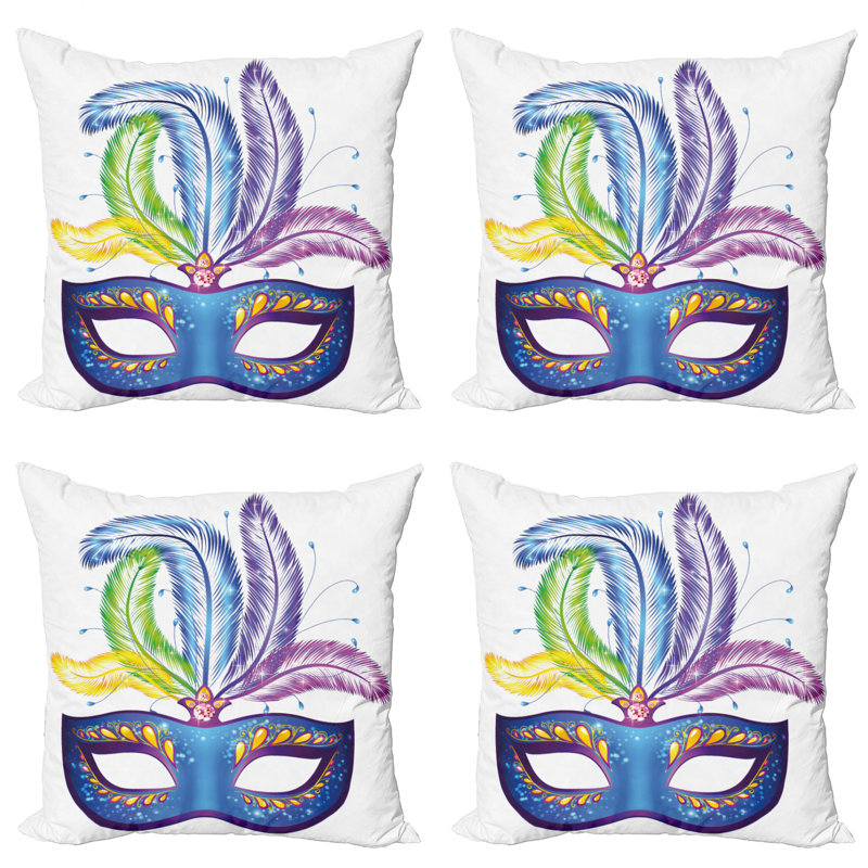 Coussin décoratif 4 pièces Ambesonne Mardi Gras, 24" X 24"