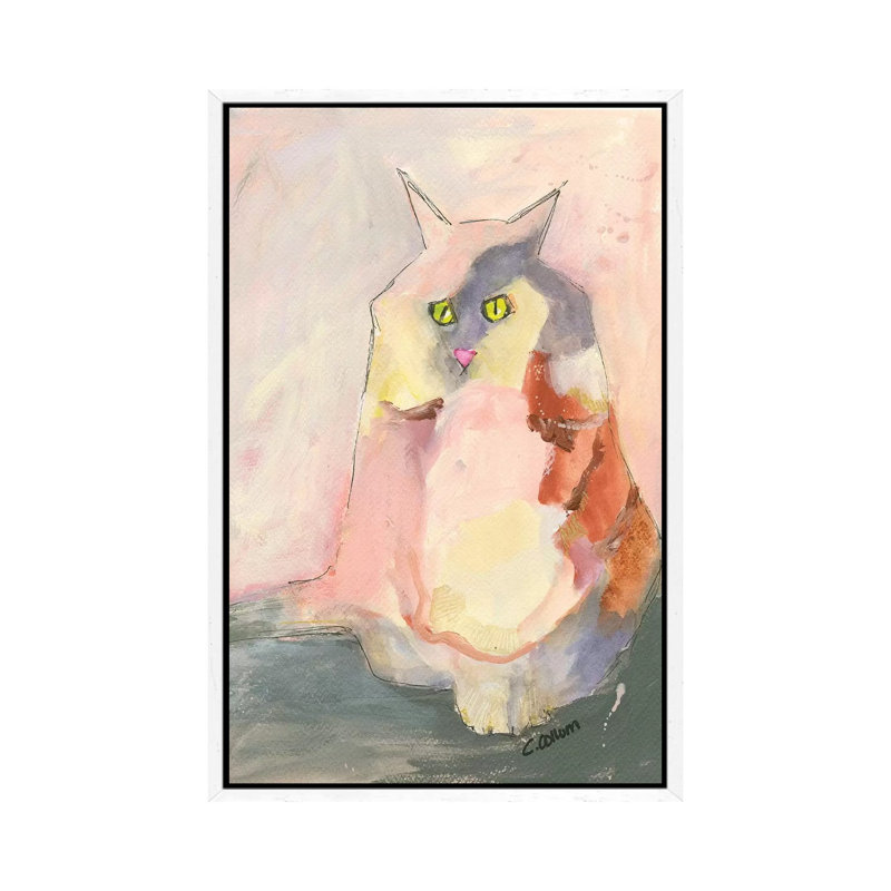 Melody Cat 1 Piece Painting on Canvas, 66.04cm H x 45.72cm W x 3.81cm D, White Framed