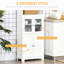 Petit buffet de 63 po avec garde-manger autoportant à 4 portes, tablette réglable pour la salle à manger et le salon, blanc