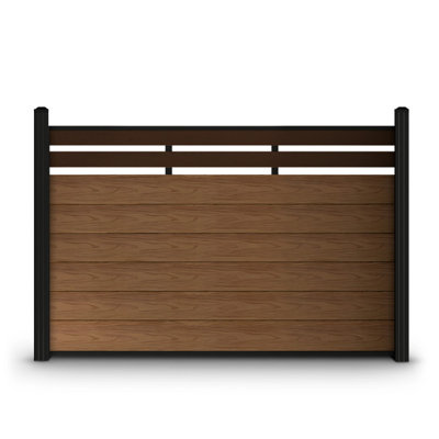 ALEKO’s Charlotte Series 6 ft. x 4 ft. Brown WPC Composite Semi-Private Fence Panel with Aluminum Post and Post Cap