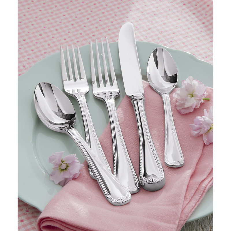 Vintage Jewel 5-Piece 18/10 Stainless Steel Flatware Set, Service for 1, Mirror Polished