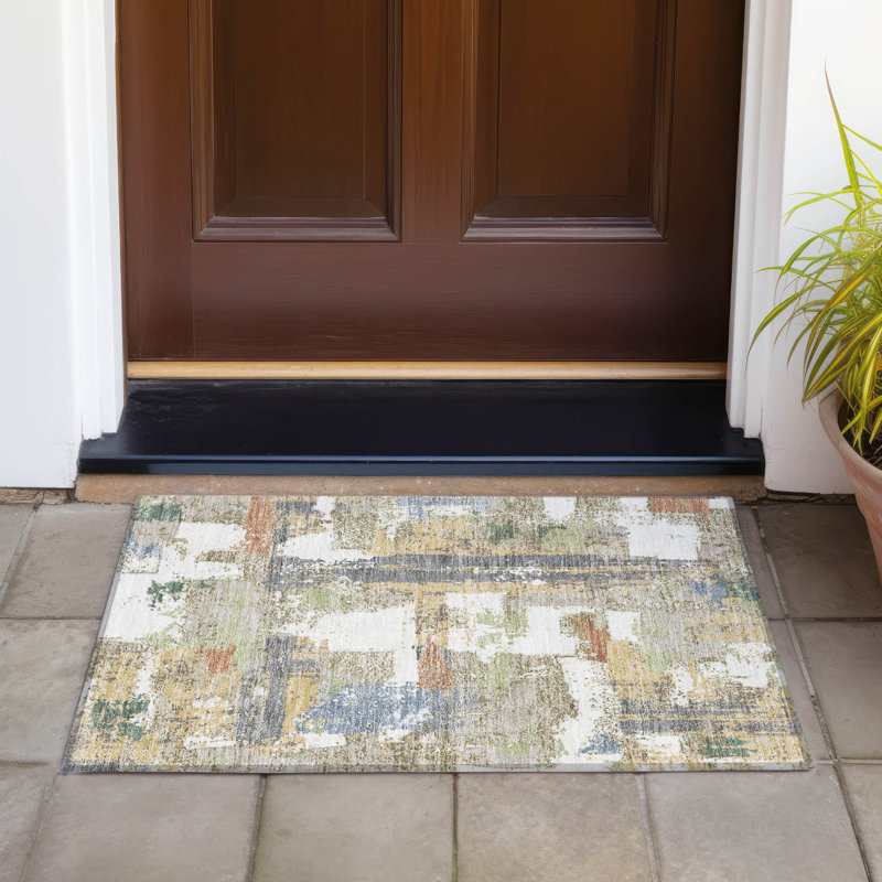 Machine Washable Indoor/Outdoor Husby ACN2212 Abstract Rug, Rectangle 1'8" x 2'6"