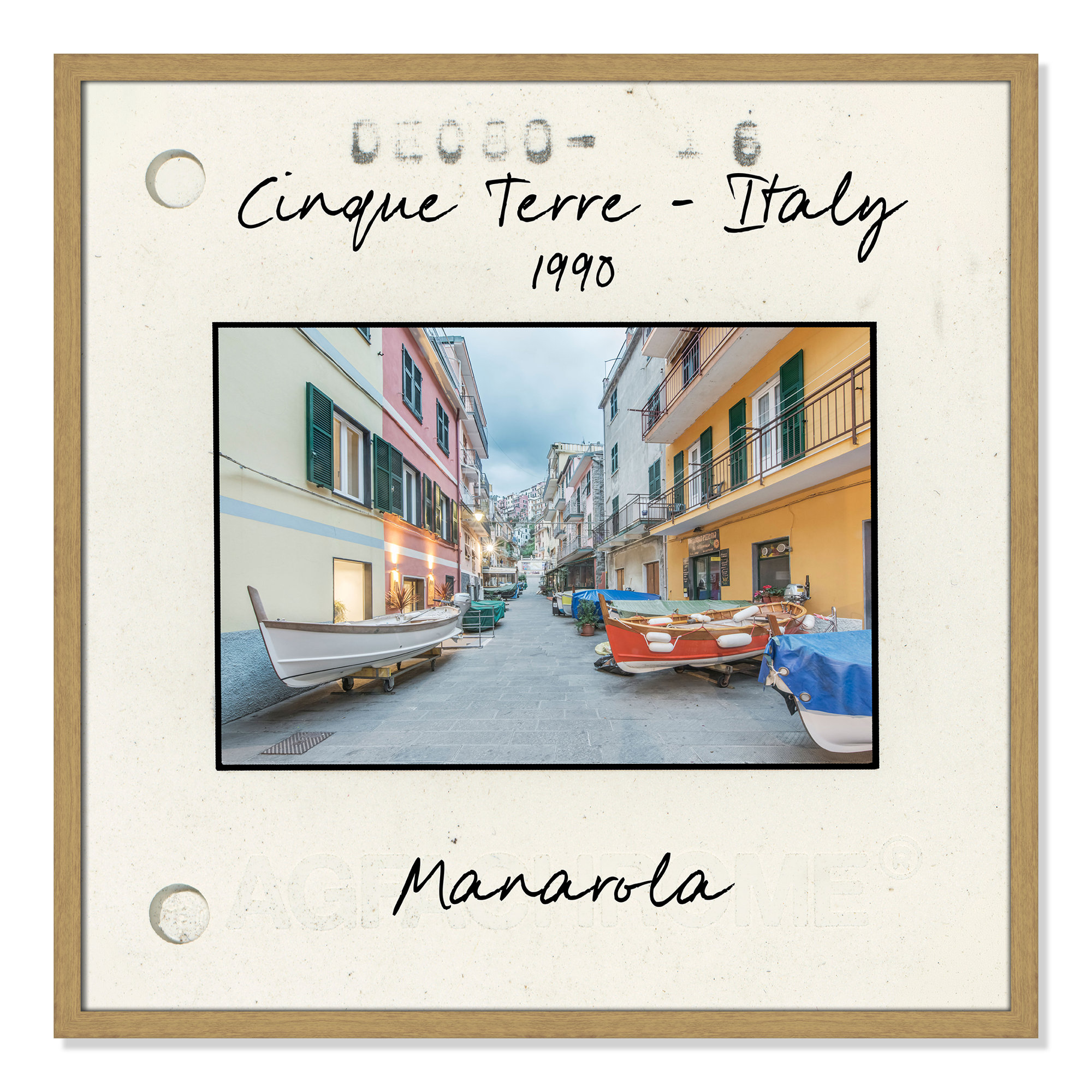 Cinque Terre, Italy - Manarola Print by Danita Delmont, 27.5" H x 27.5" W x 0.75" D, Natural Single Picture Framed Paper