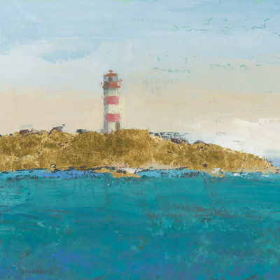 Lighthouse Seascape I V3 Crop II by James Wiens - Wrapped Canvas Painting