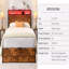 Wooden Platform Bed Frame, Lift Storage, Bookcase, LED, Charging