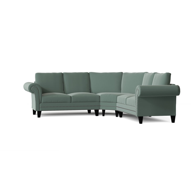 Canapé modulaire de coin symétrique 110 po Jenny, Argent, Lagon, Noir
