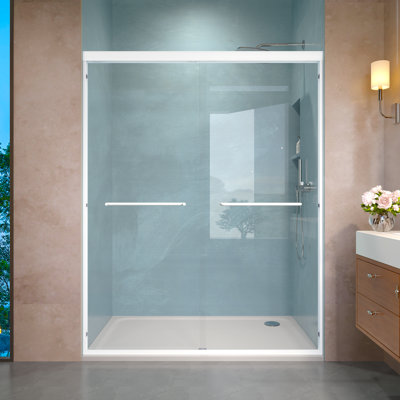 Porte de douche coulissante double en verre trempé