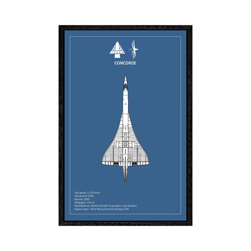 BAE Concorde by Mark Rogan - Print on Canvas, Black Framed, 101.6 cm H x 66.04 cm W