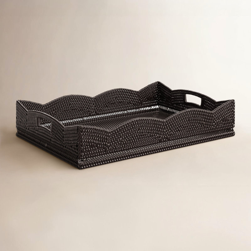 Landry Rattan Tray, Tudor Black, Without Glass