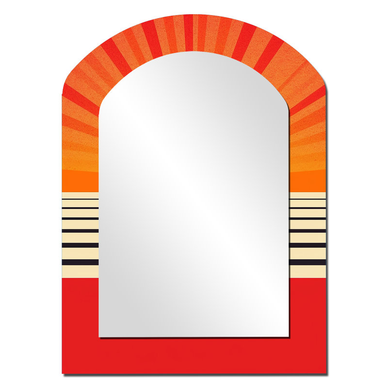 Miroir mural orange géométrique Minimal Bold Sunset VI - Orange, 34 po x 25 po