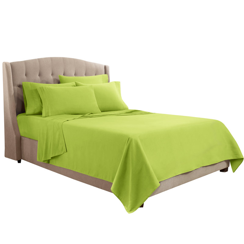 Microfiber Sheet Set, Garden Green, Full Sheet Set + 1 Fitted Sheet + 4 Pillowcases