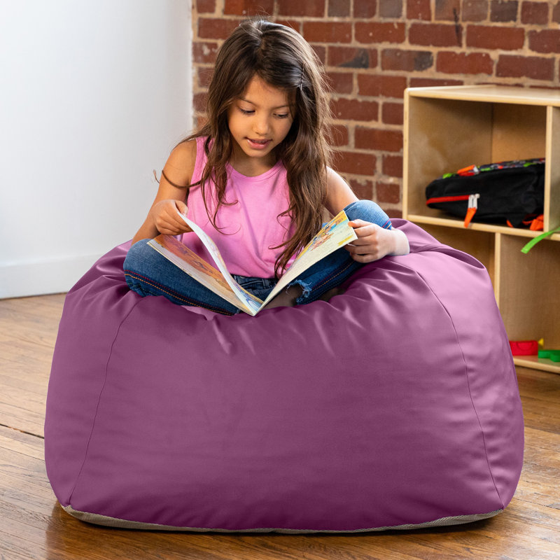 Jaxx Gumdrop Jr. Kids Bean Bag for Early Childhood & Educational Environments, Premium Vinyl - Plum, Plum Vinyl
