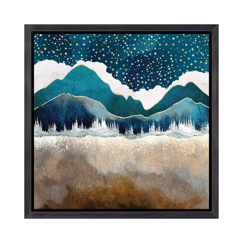 Fin de l'hiver - Imprimé, H 18 po x l 18 po x 1,5 po, Cadre flottant noir patiné