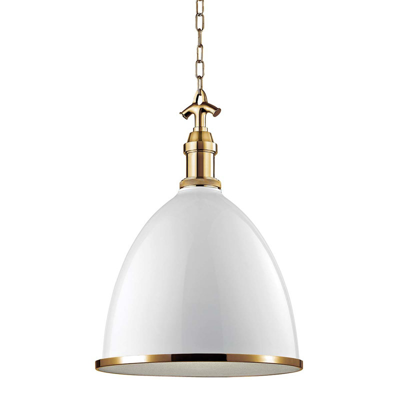Viceroy 1 Light Pendant, White/Aged Brass, 23" H x 16.75" W x 16.75" D, Aged Brass